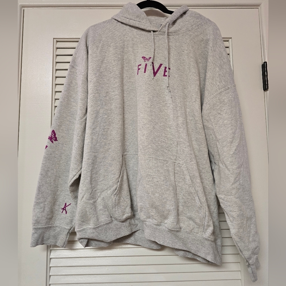 FIVE - (Plus-Size) Graphic Butterfly Pullover Hoodie Sweatshirt W Front Pocket
